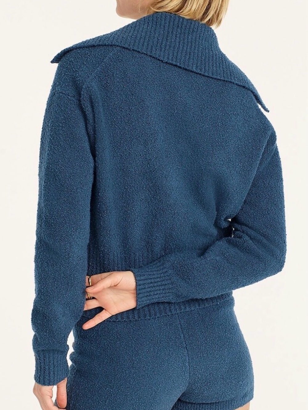 J.Crew Collared Cotton-Blend Boucle Cardigan Sweater-NWT-Midnight-Size MEDIUM - Picture 5 of 11